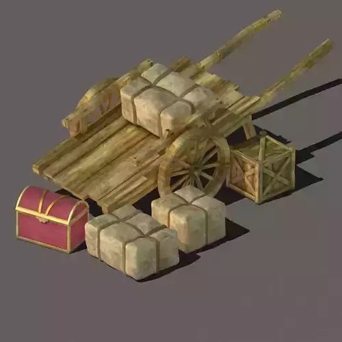 Gmax Ancient Transport Tool - Wooden Cart 3D model