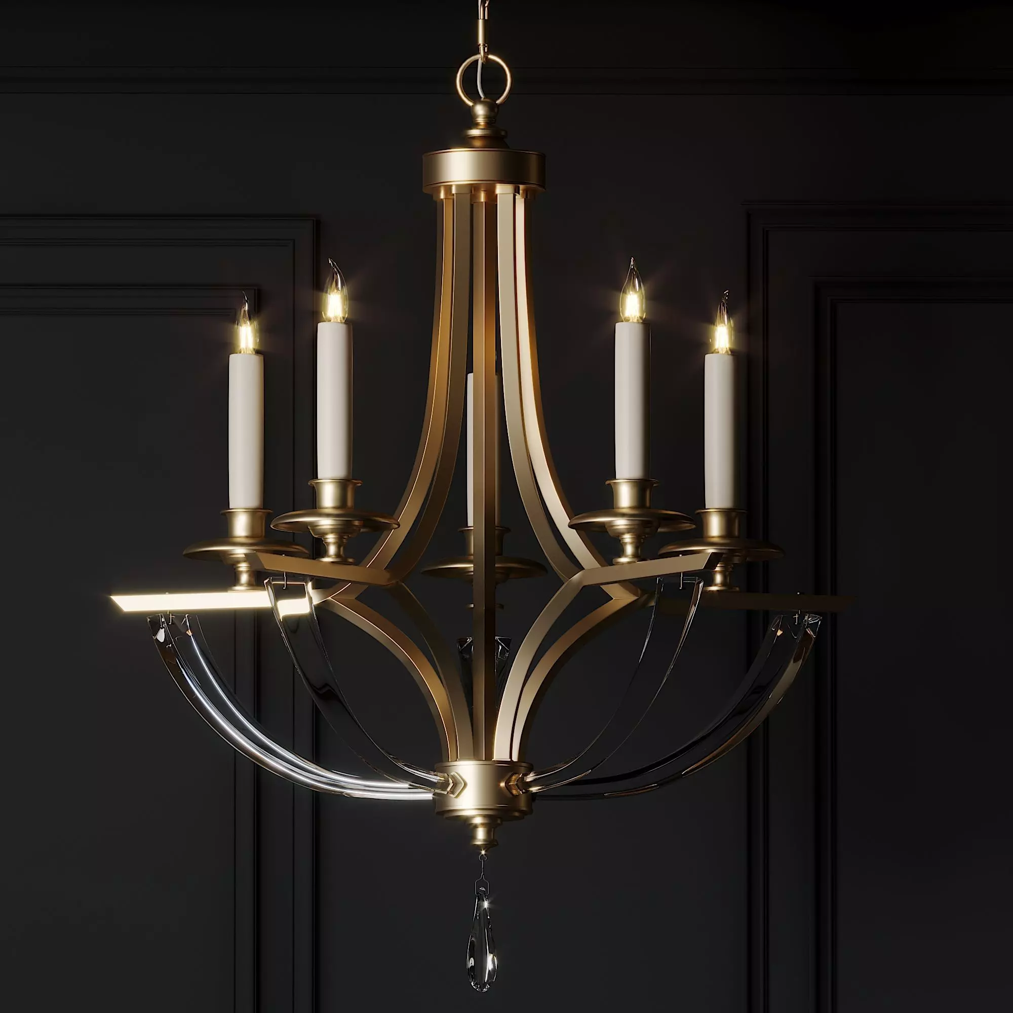 John-Richard Collection Bent 5-Light Crystal Chandelier 3D model_0
