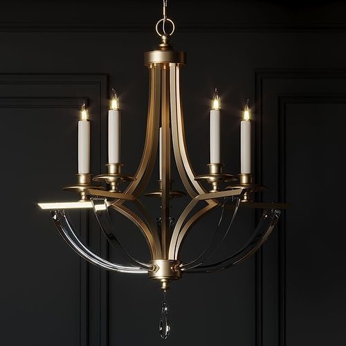 John-Richard Collection Bent 5-Light Crystal Chandelier 3D model