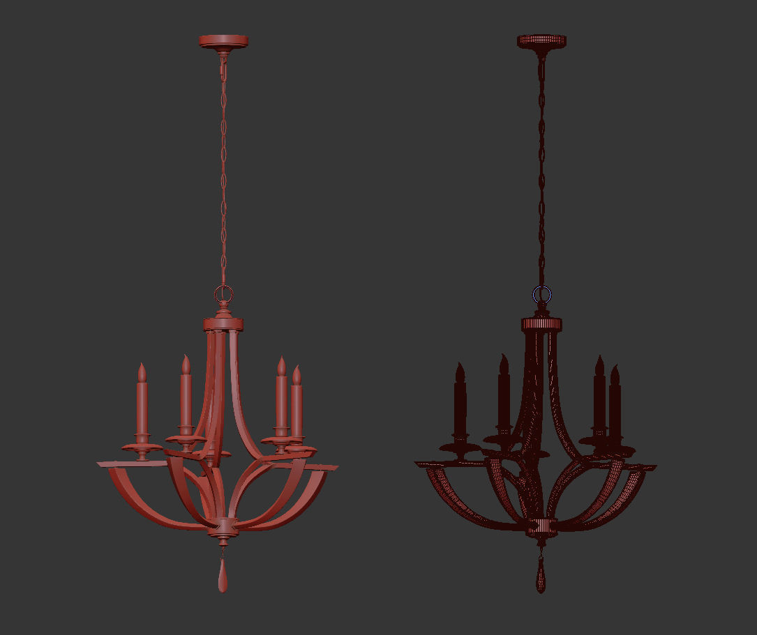 John-Richard Collection Bent 5-Light Crystal Chandelier 3D model_6