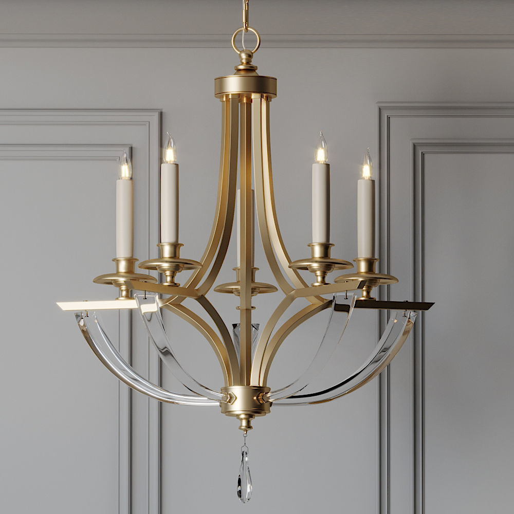 John-Richard Collection Bent 5-Light Crystal Chandelier 3D model_1