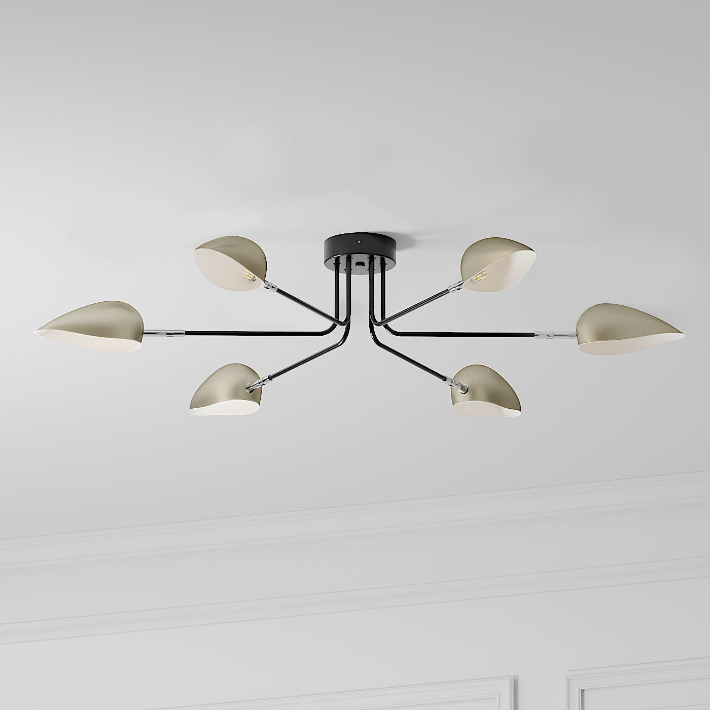 Industrial Modern 3-6 Light Ceiling Lamp 3D model_6