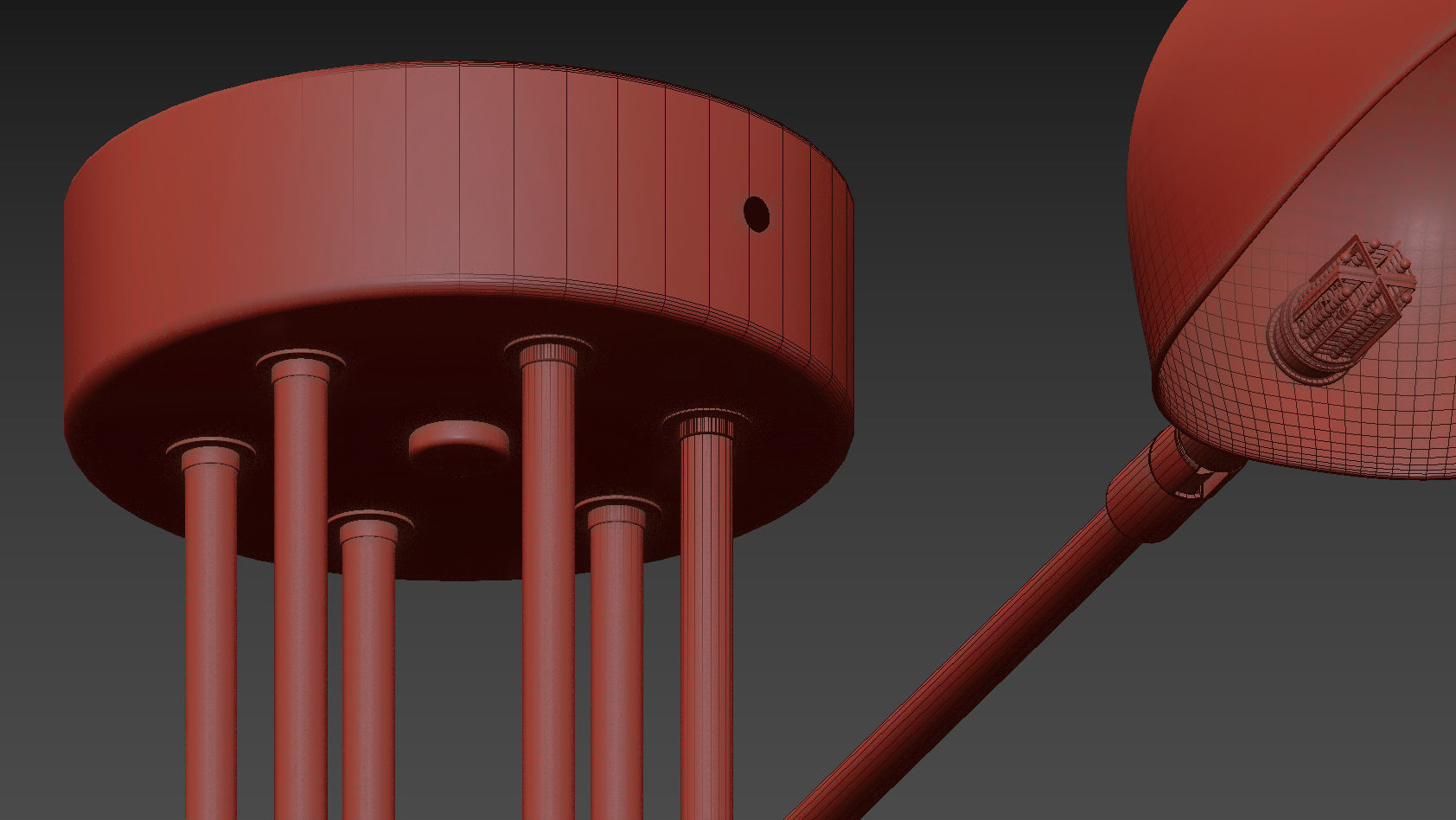 Industrial Modern 3-6 Light Ceiling Lamp 3D model_13