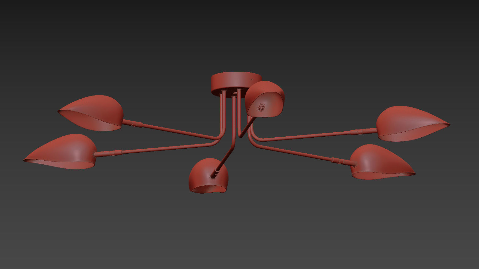 Industrial Modern 3-6 Light Ceiling Lamp 3D model_7