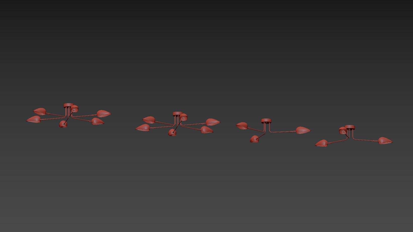 Industrial Modern 3-6 Light Ceiling Lamp 3D model_11