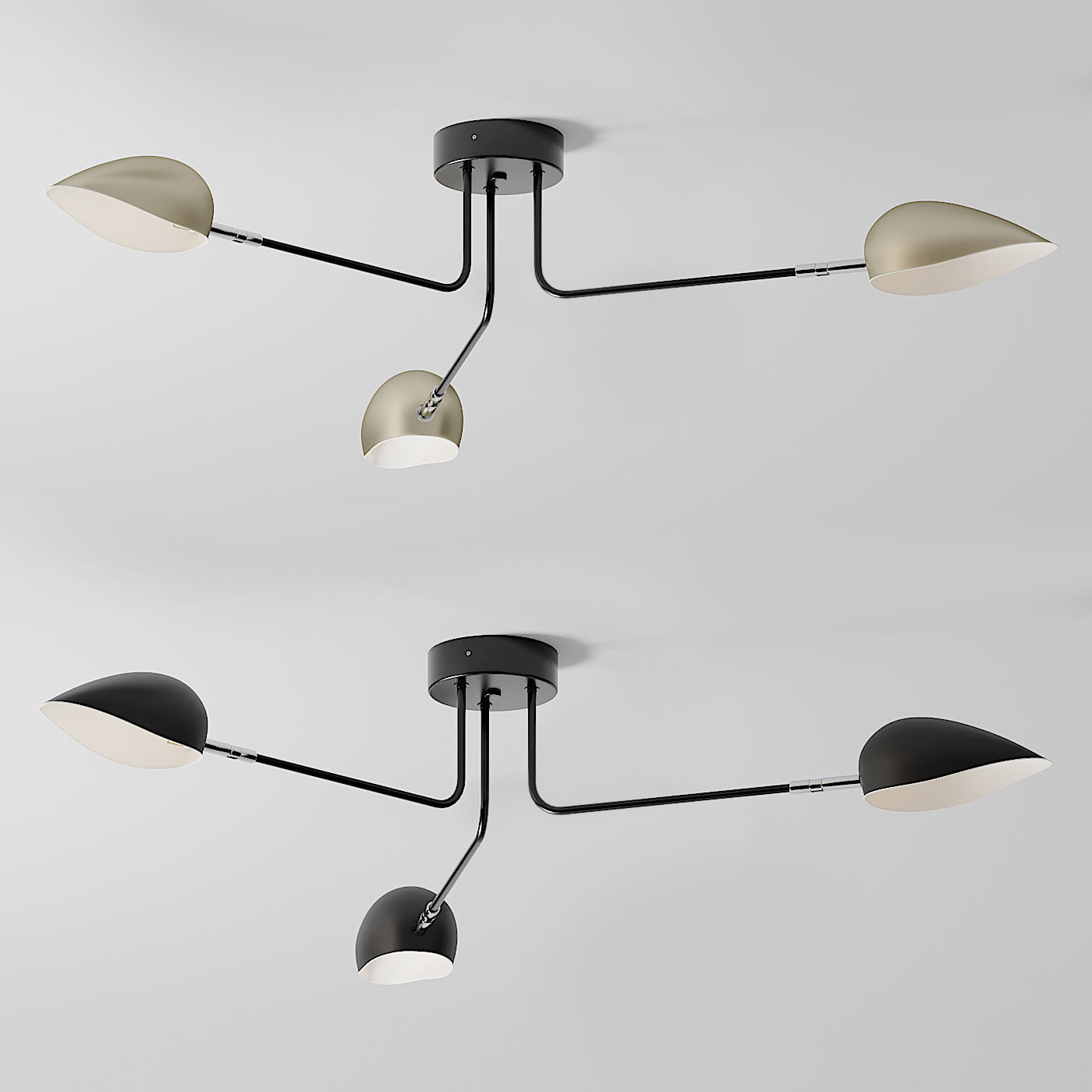 Industrial Modern 3-6 Light Ceiling Lamp 3D model_1