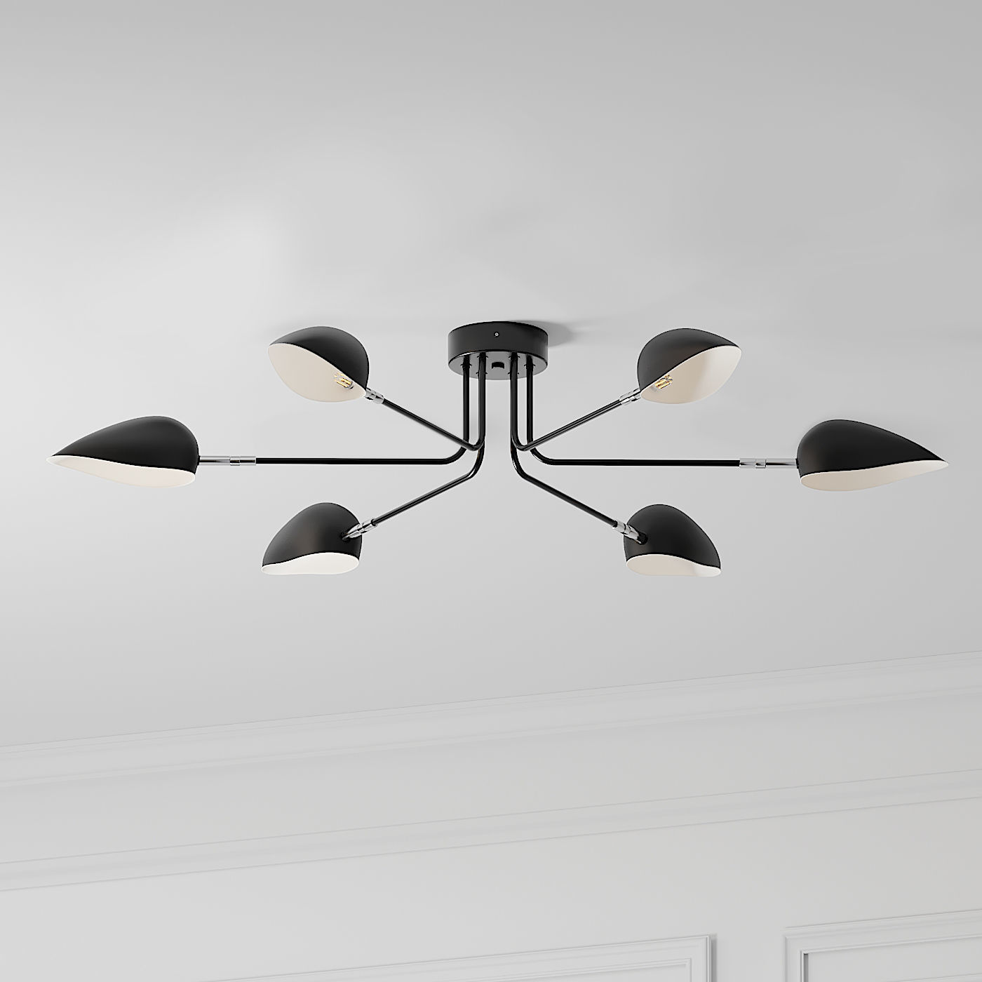 Industrial Modern 3-6 Light Ceiling Lamp 3D model_5