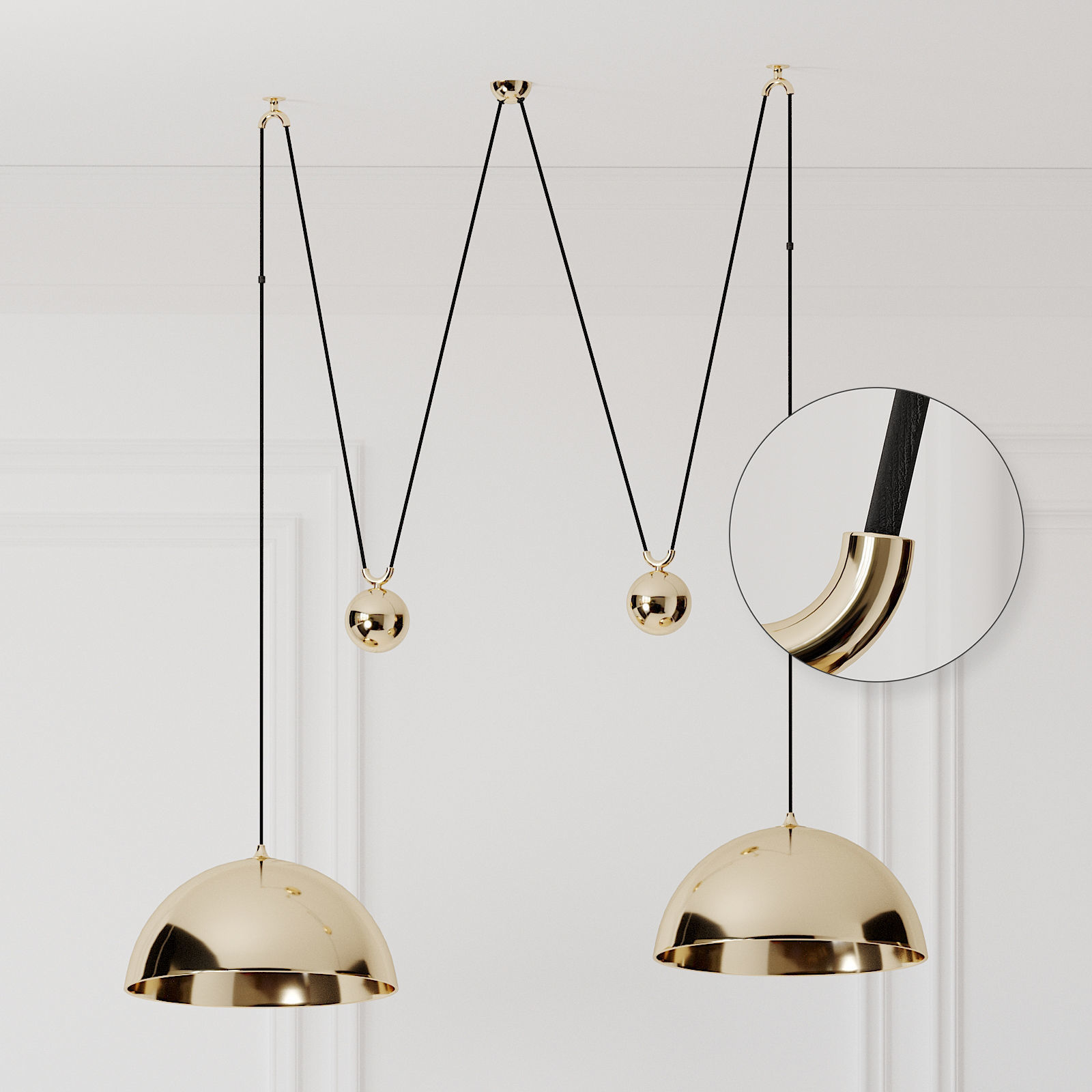 Florian Schulz Double Posa Brass Pendant Lamp 3D model_2