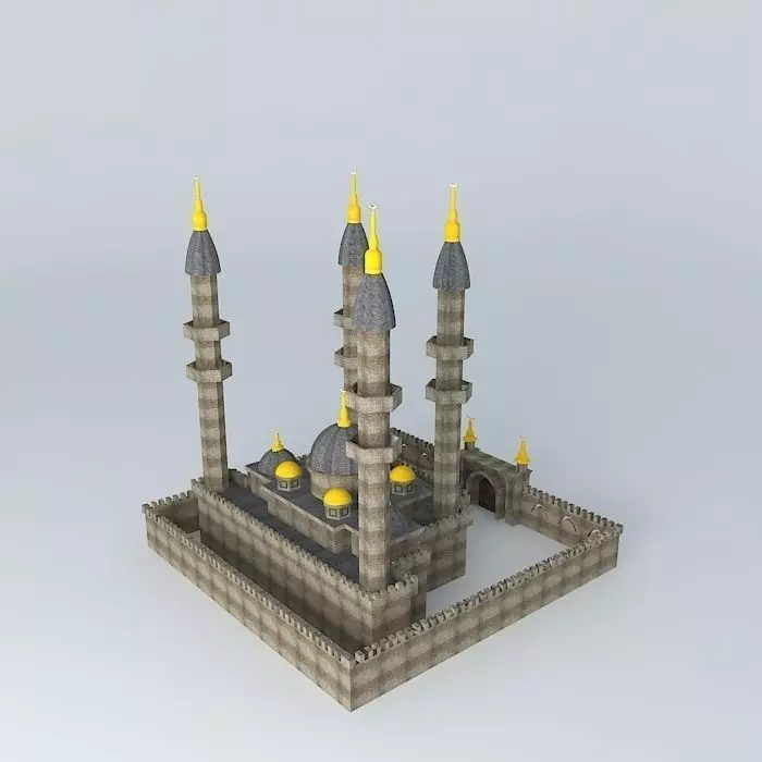 Mosque Stone Textured 3D model_0