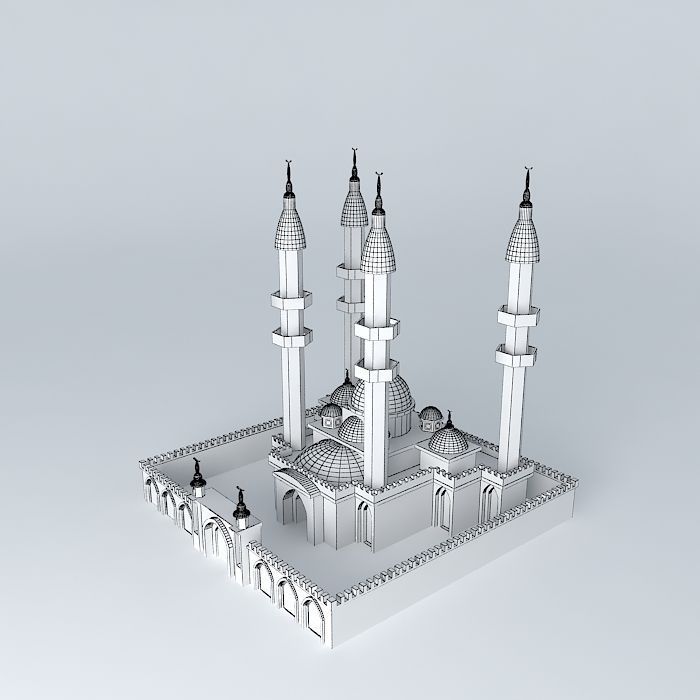 Mosque Stone Textured 3D model_4