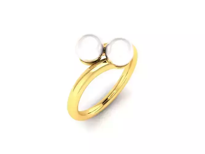 Women Pearl Band Ring 3dm render detail