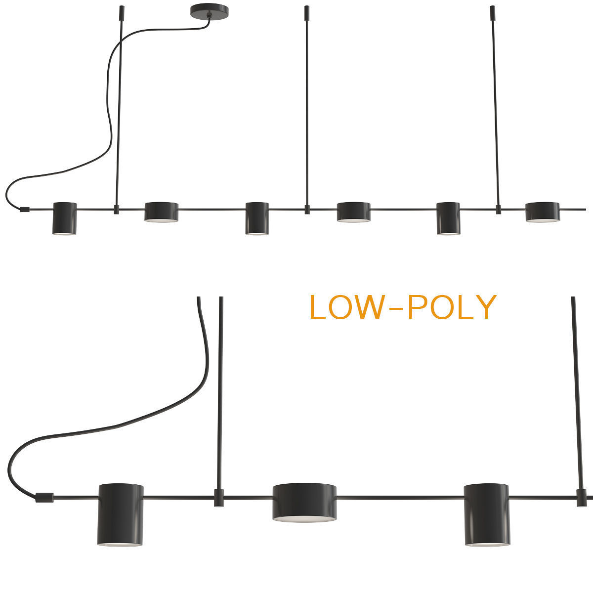 Chandelier collection 3d model different lighting fixtures Low-poly 3D model_6