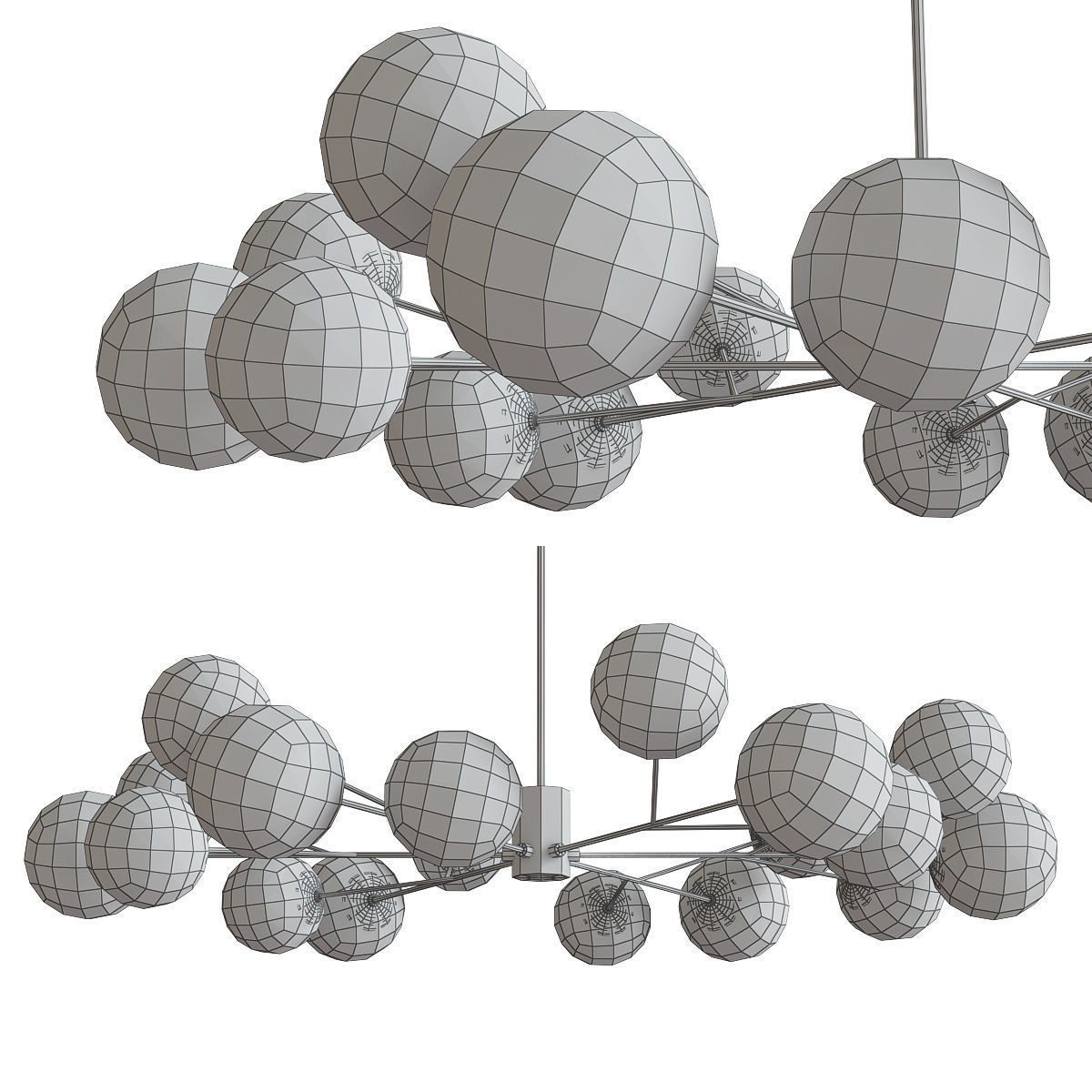 Chandelier collection 3d model different lighting fixtures Low-poly 3D model_19