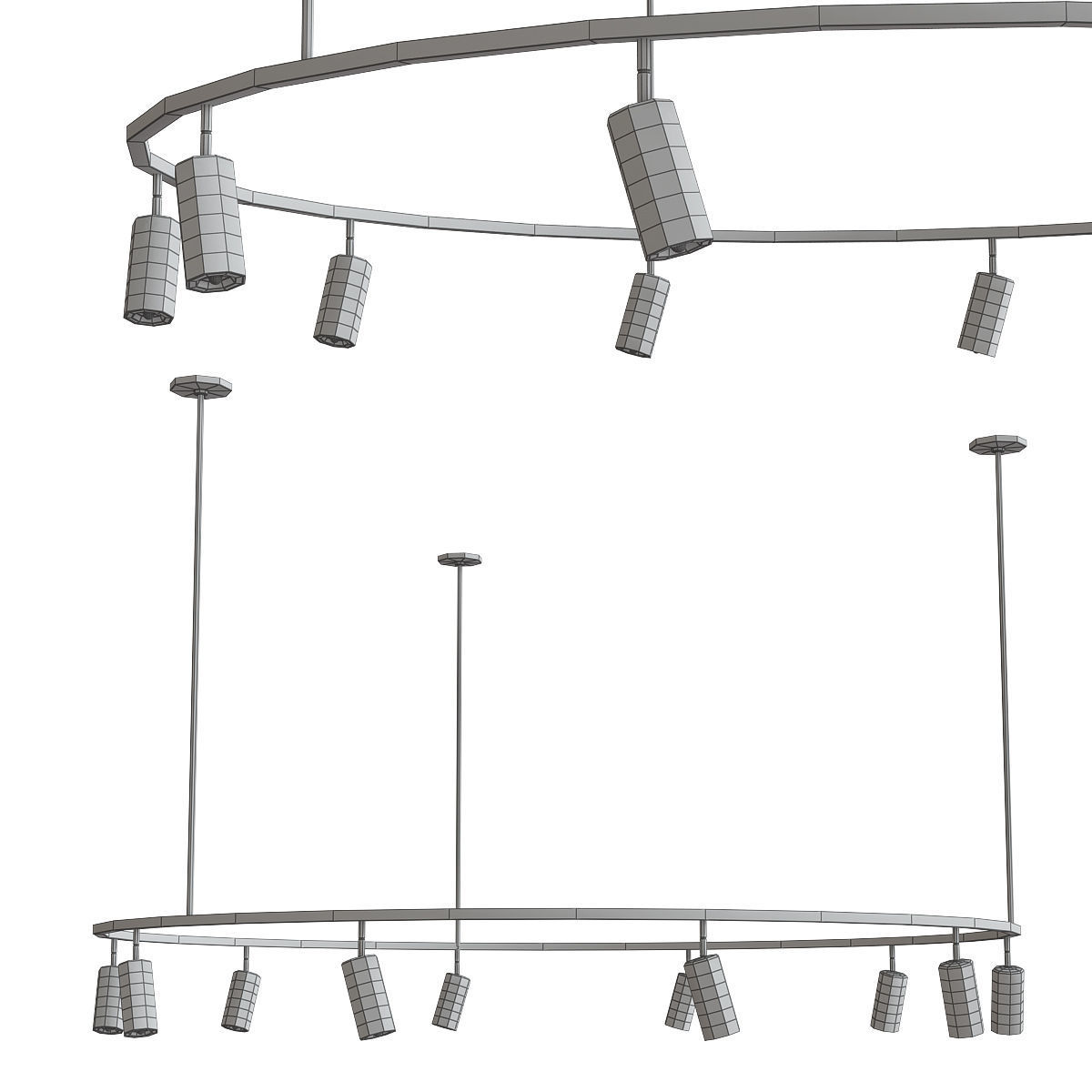 Chandelier collection 3d model different lighting fixtures Low-poly 3D model_14