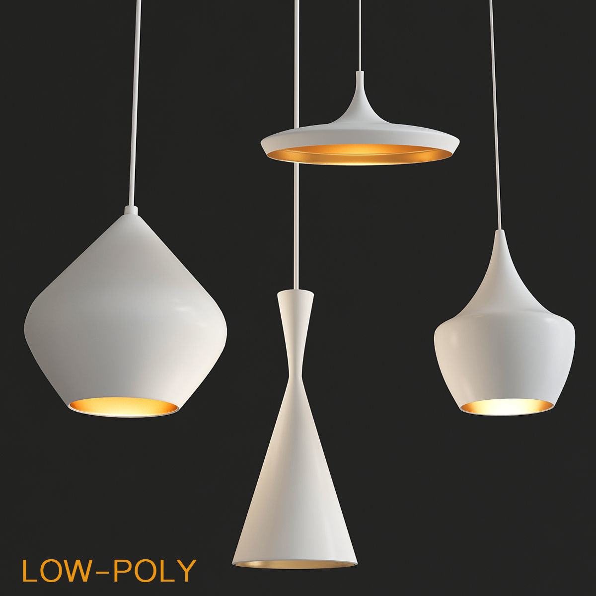 Chandelier collection 3d model different lighting fixtures Low-poly 3D model_1