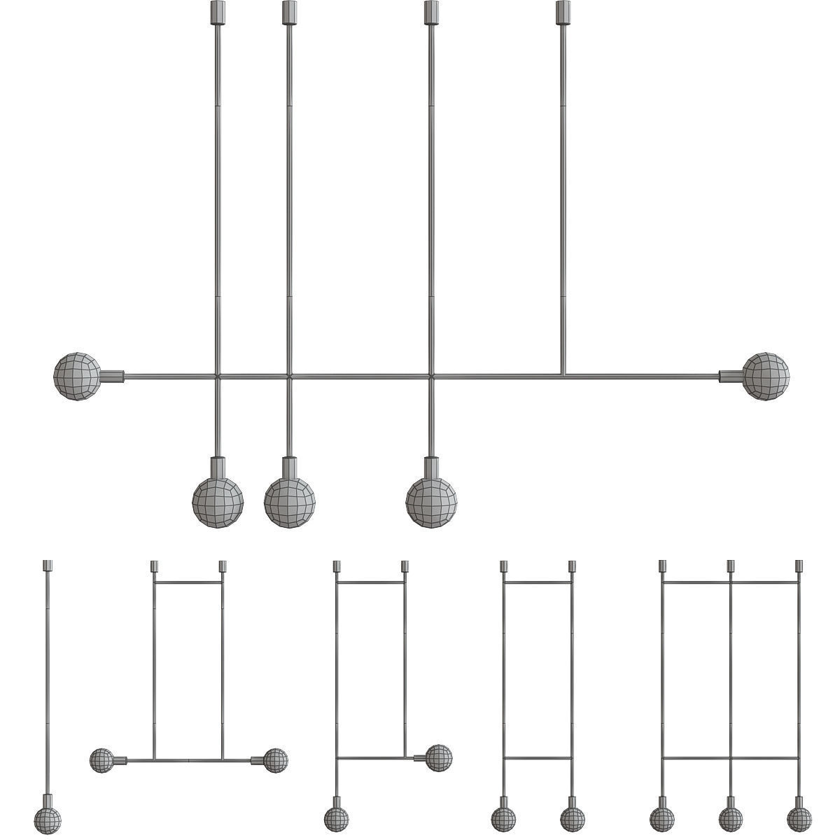 Chandelier collection 3d model different lighting fixtures Low-poly 3D model_20