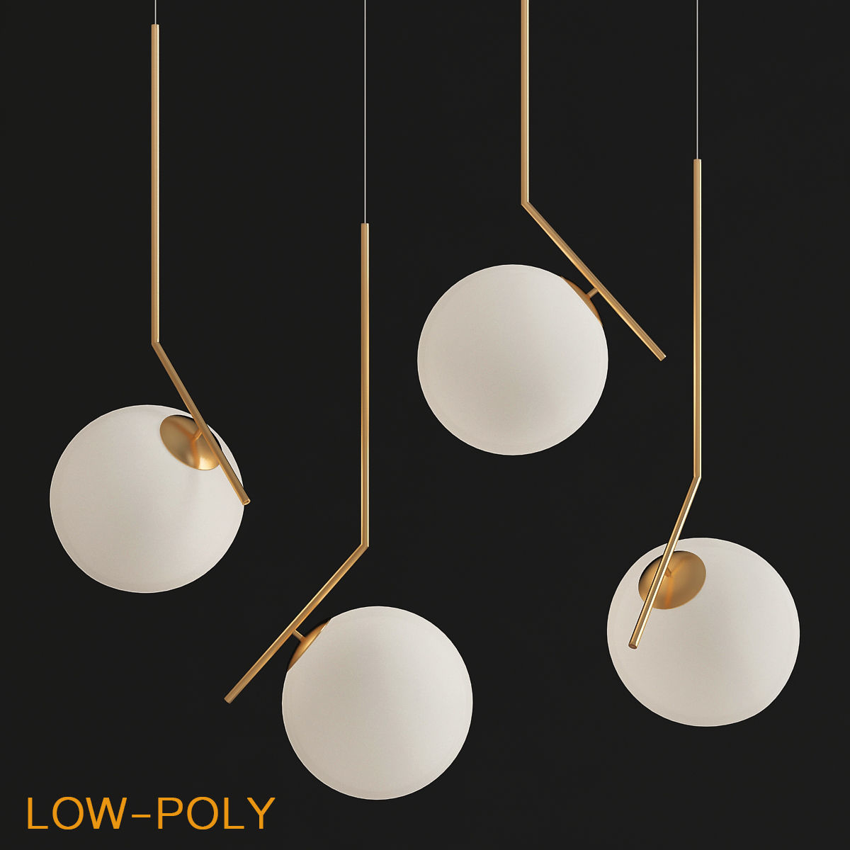 Chandelier collection 3d model different lighting fixtures Low-poly 3D model_10