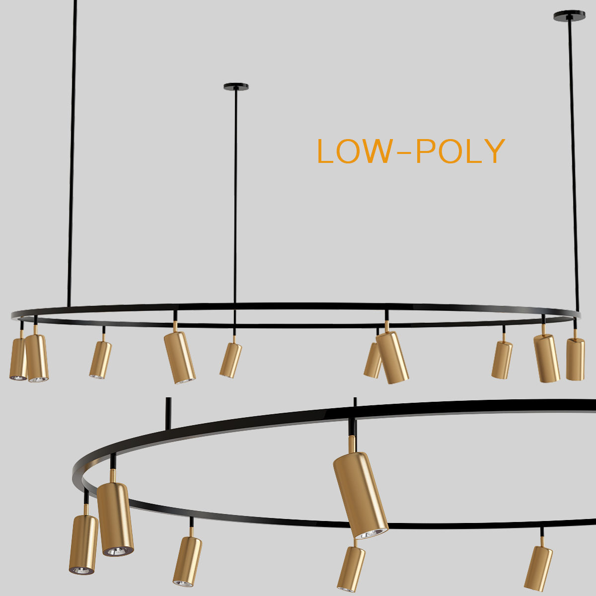 Chandelier collection 3d model different lighting fixtures Low-poly 3D model_15