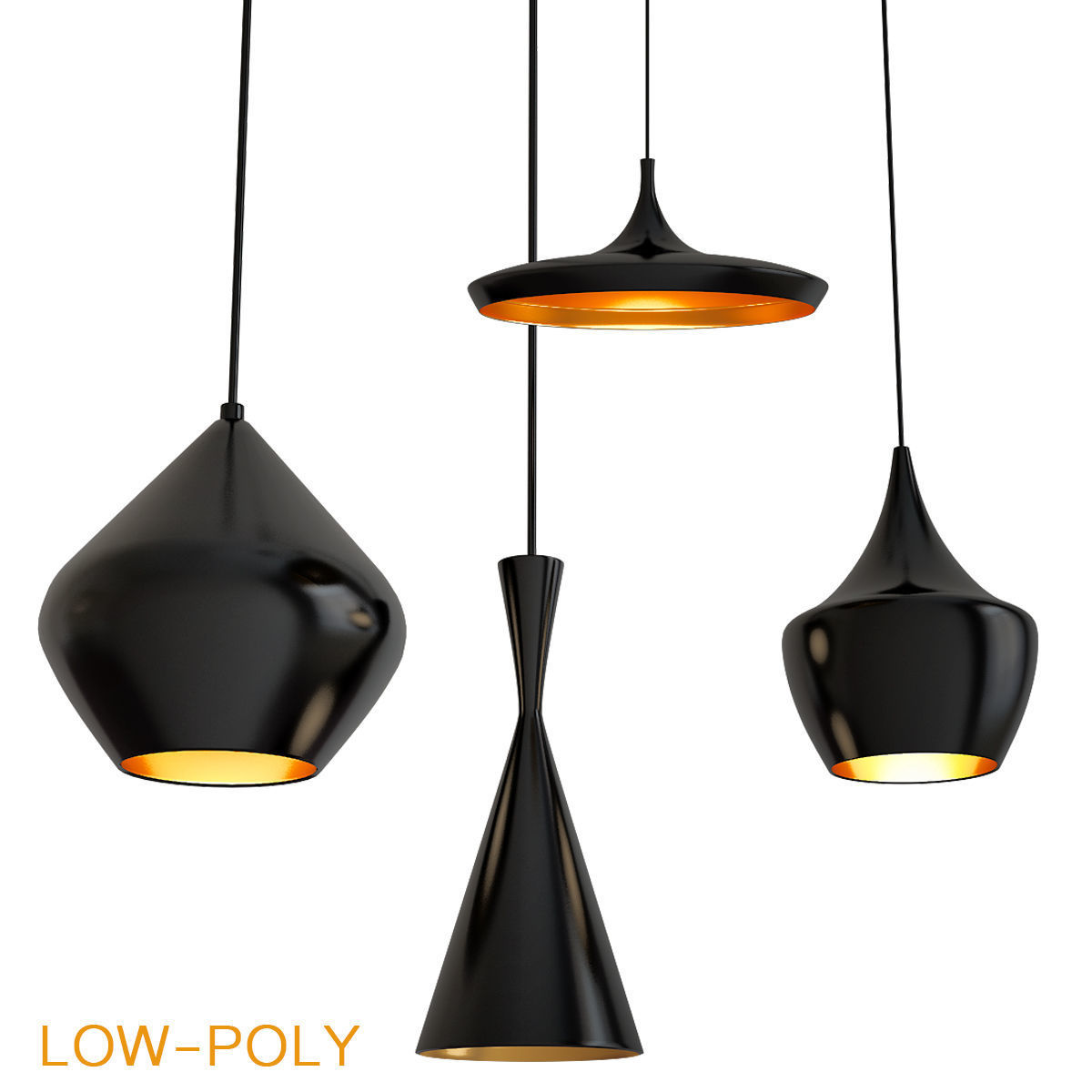 Chandelier collection 3d model different lighting fixtures Low-poly 3D model_3