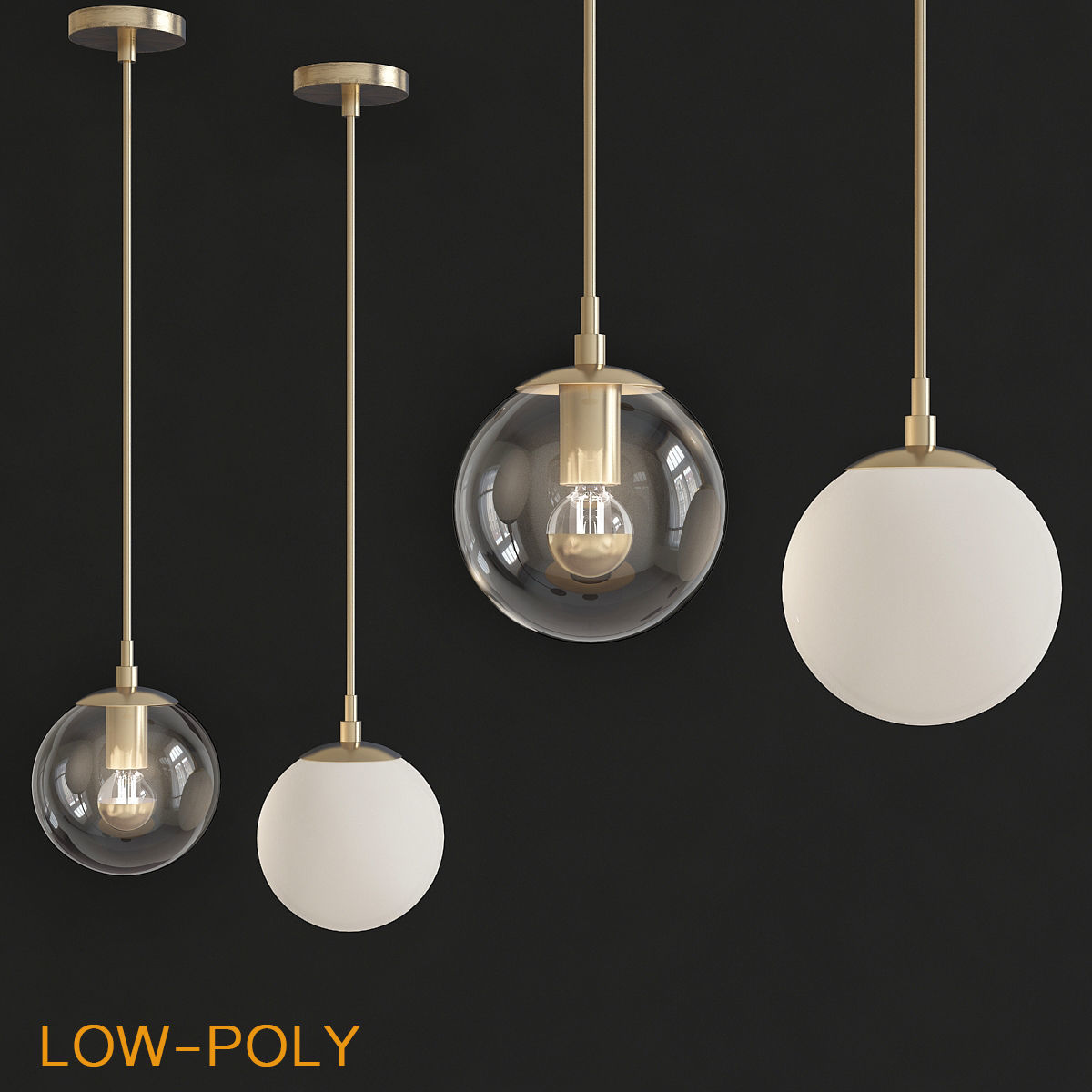 Chandelier collection 3d model different lighting fixtures Low-poly 3D model_16