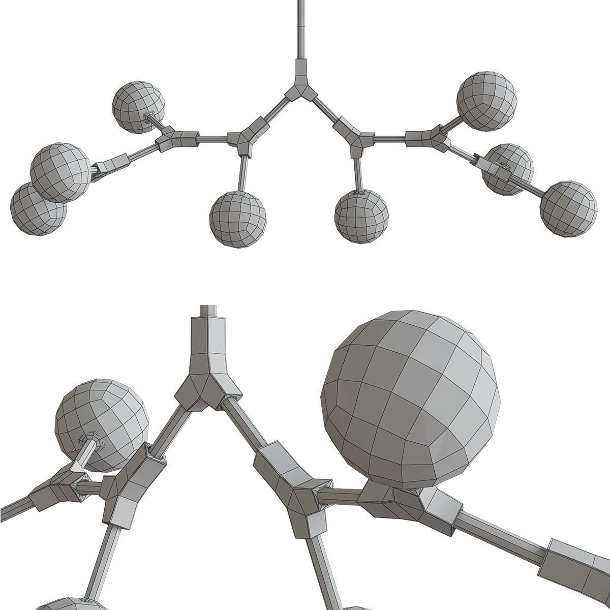 Chandelier collection 3d model two rattan pendant lights Low-poly 3D model_7