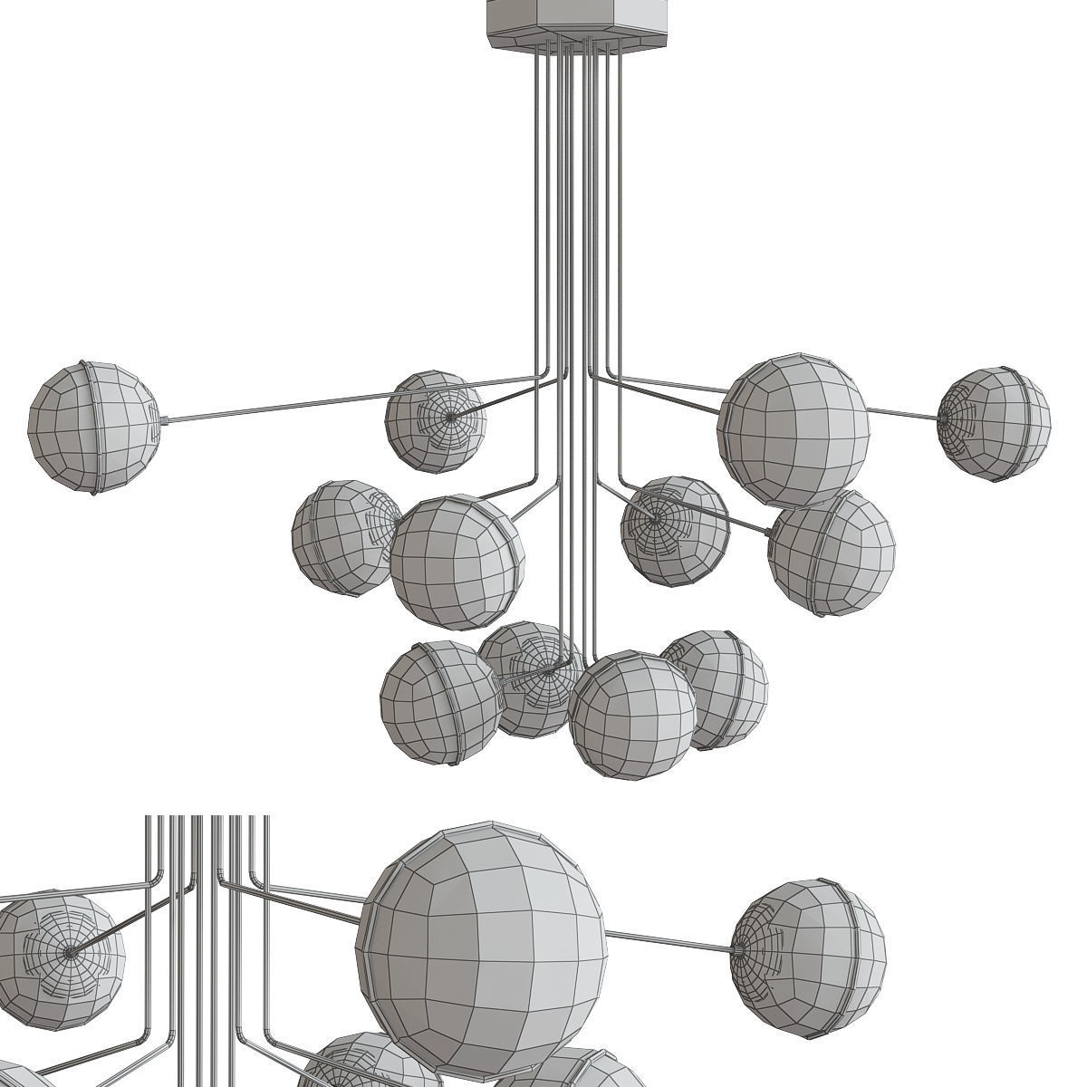 Chandelier collection 3d model two rattan pendant lights Low-poly 3D model_18