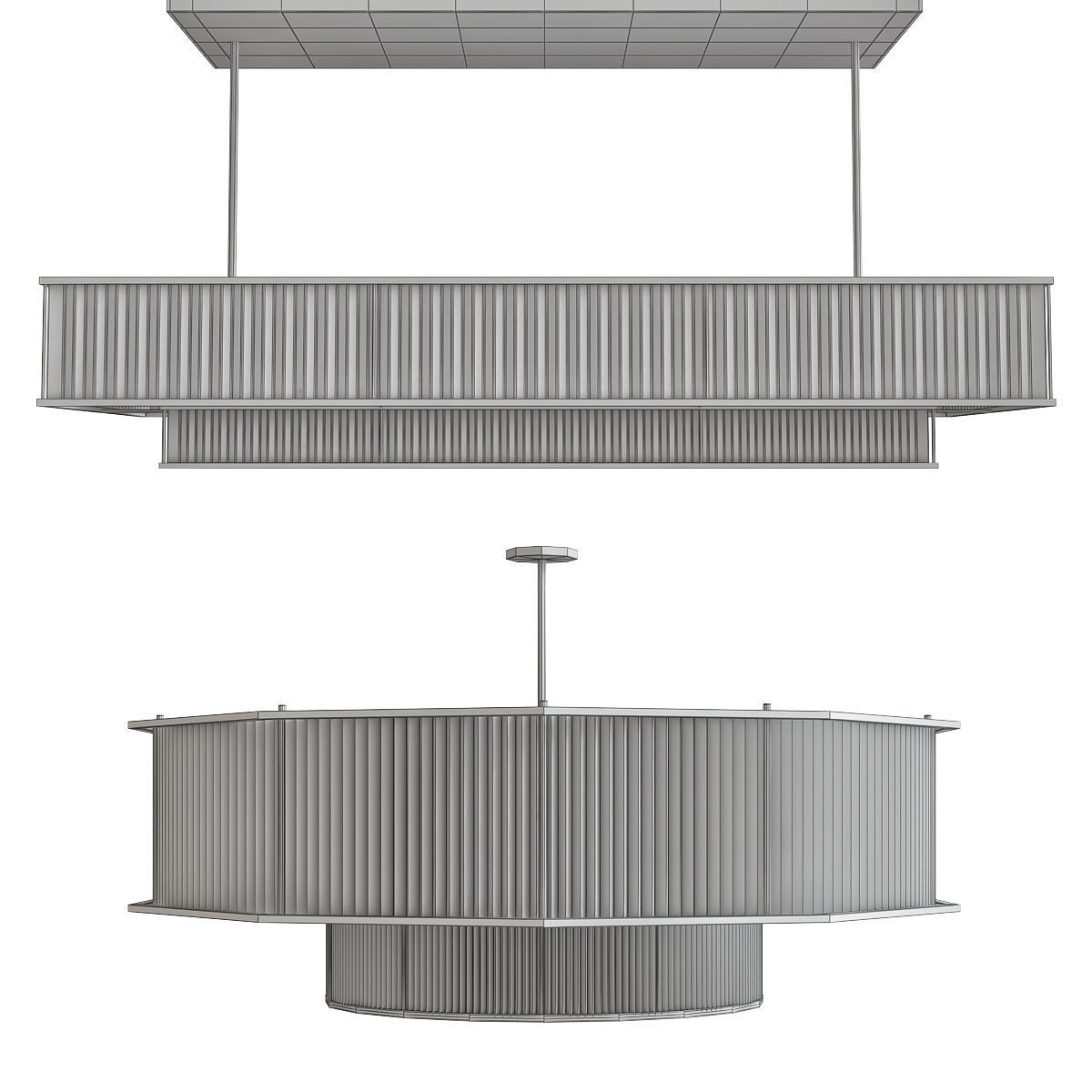 Chandelier collection 3d model two rattan pendant lights Low-poly 3D model_19