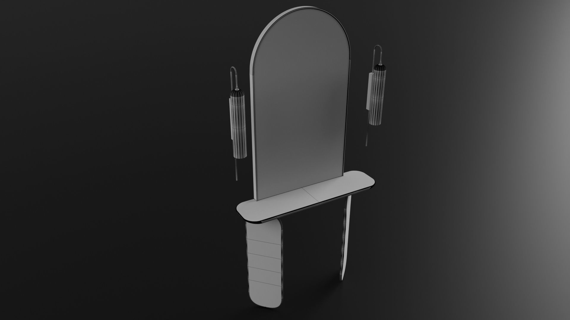Dresser furniture Low-poly 3D model_2