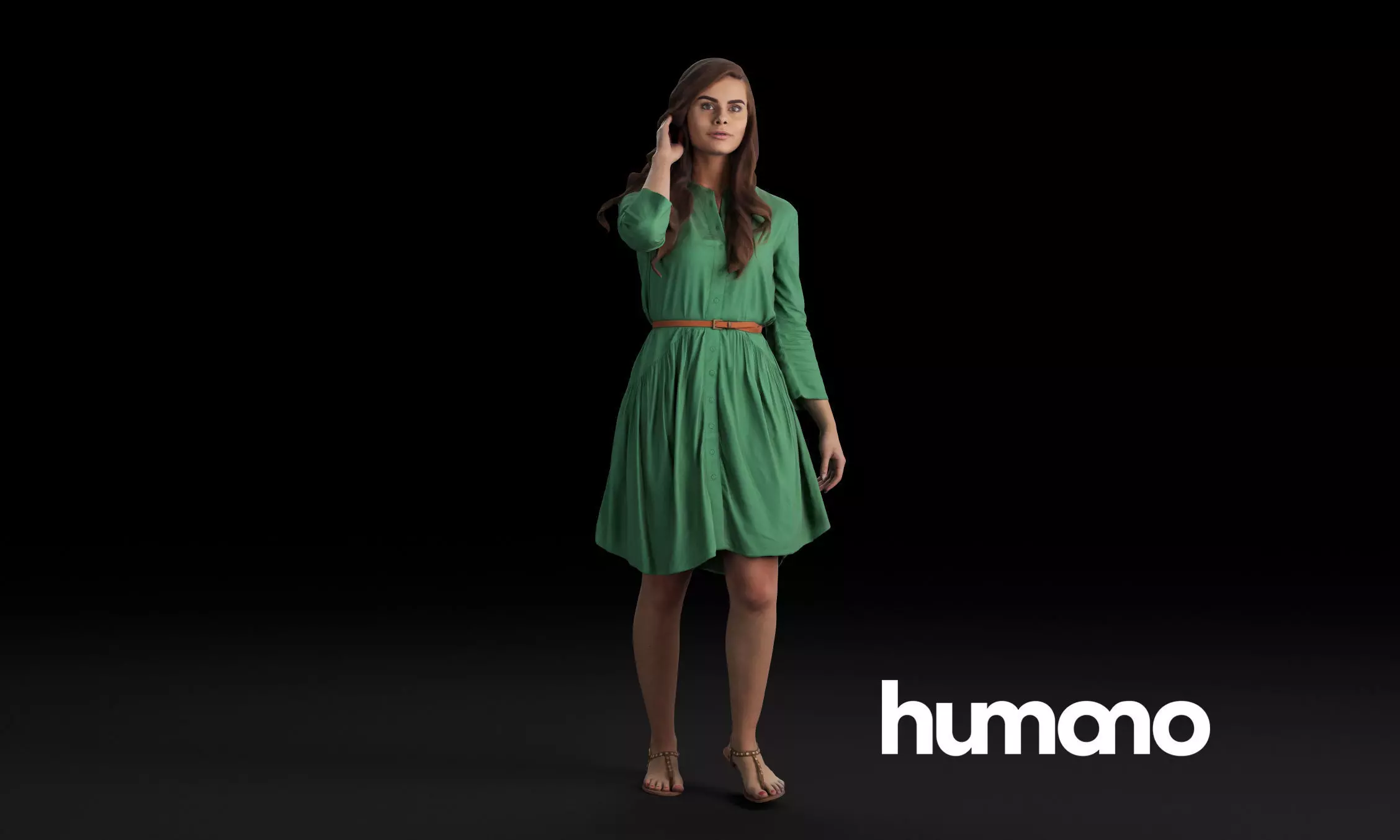Humano Casual woman standing and walking 0401 3D model_0