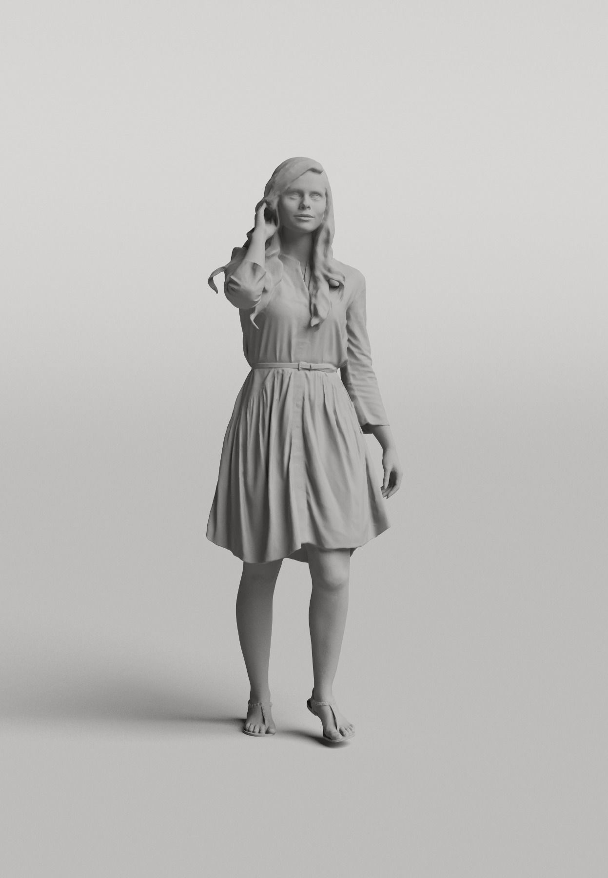 Humano Casual woman standing and walking 0401 3D model_3