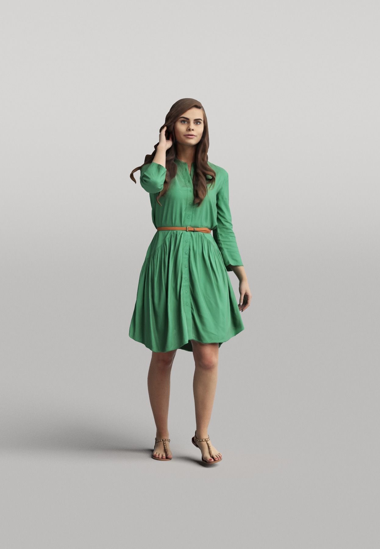 Humano Casual woman standing and walking 0401 3D model_1