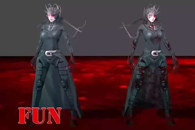 Demon bloody Queen Low-poly 3D model