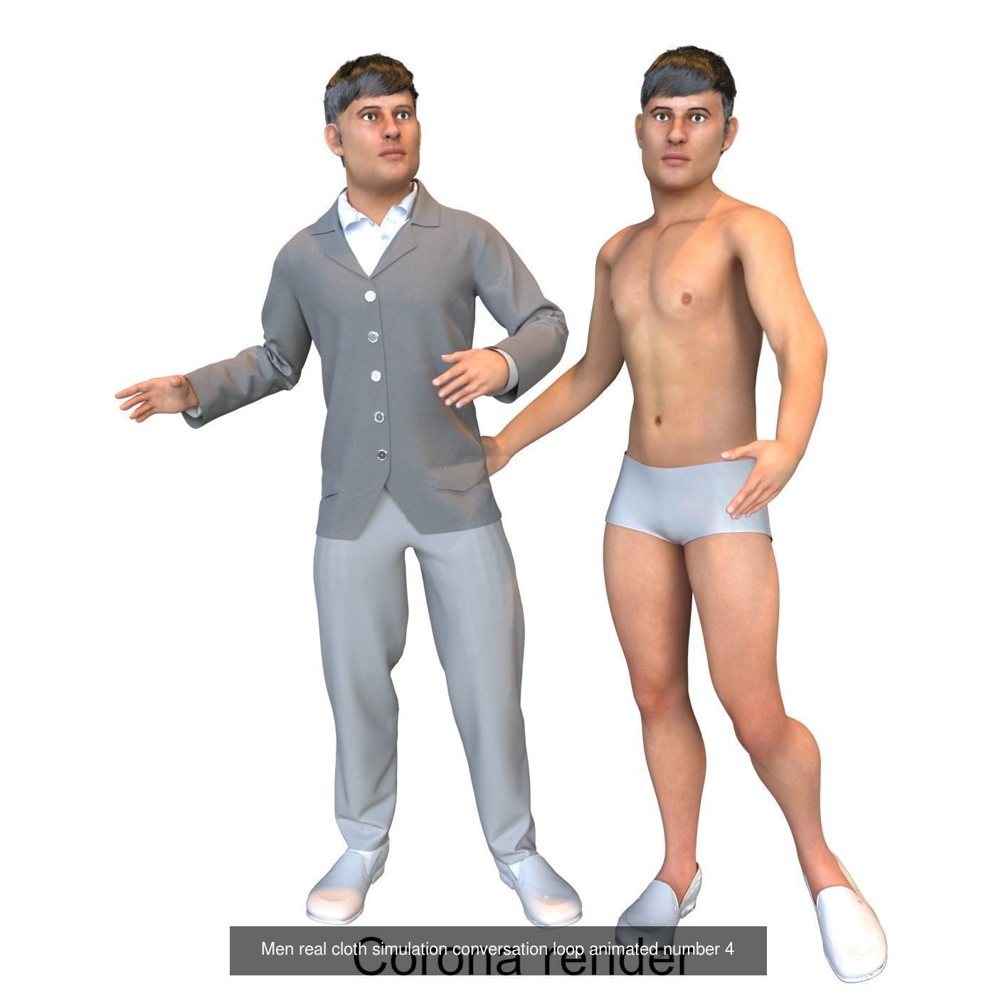 Family 4x models real cloth simulation conversation animation 1 3D Model Collection_14