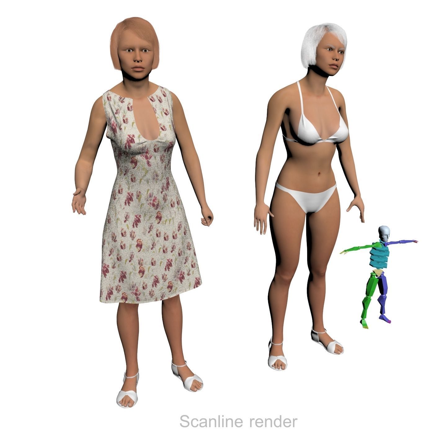 Family 4x models real cloth simulation conversation animation 1 3D Model Collection_27