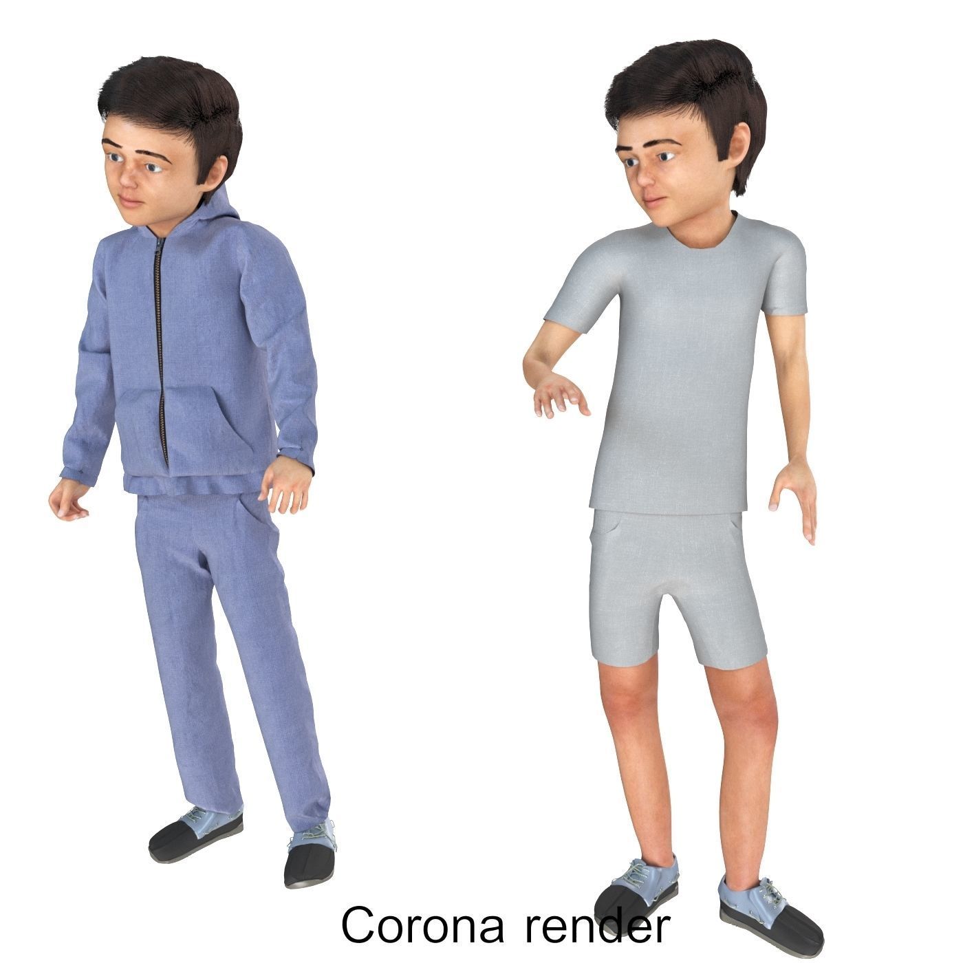 Family 4x models real cloth simulation conversation animation 1 3D Model Collection_17