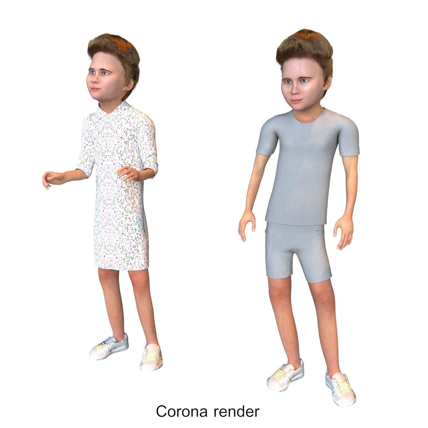 Family 4x models real cloth simulation conversation animation 1 3D Model Collection_31