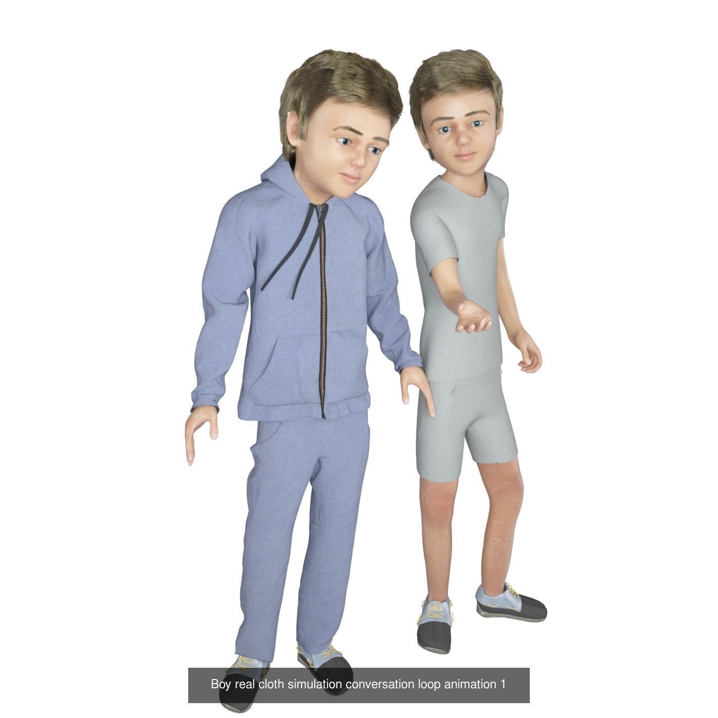 Family 4x models real cloth simulation conversation animation 1 3D Model Collection_16