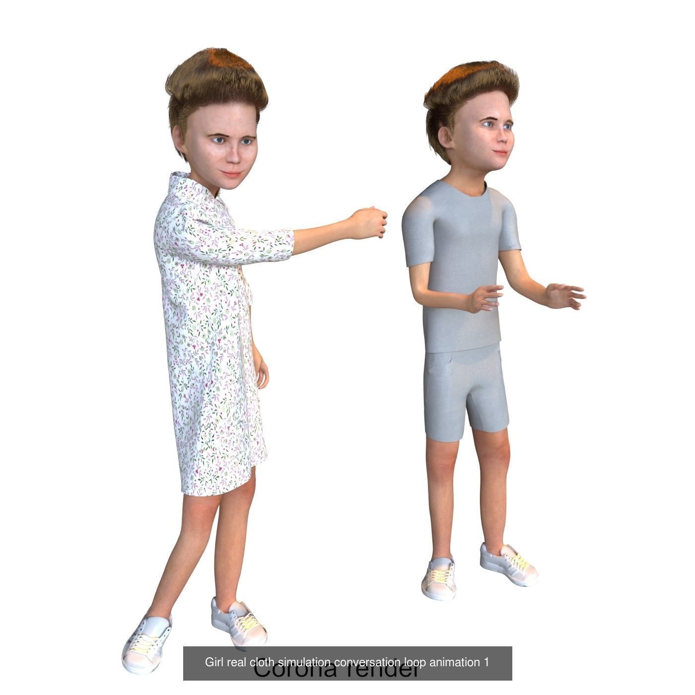 Family 4x models real cloth simulation conversation animation 1 3D Model Collection_18