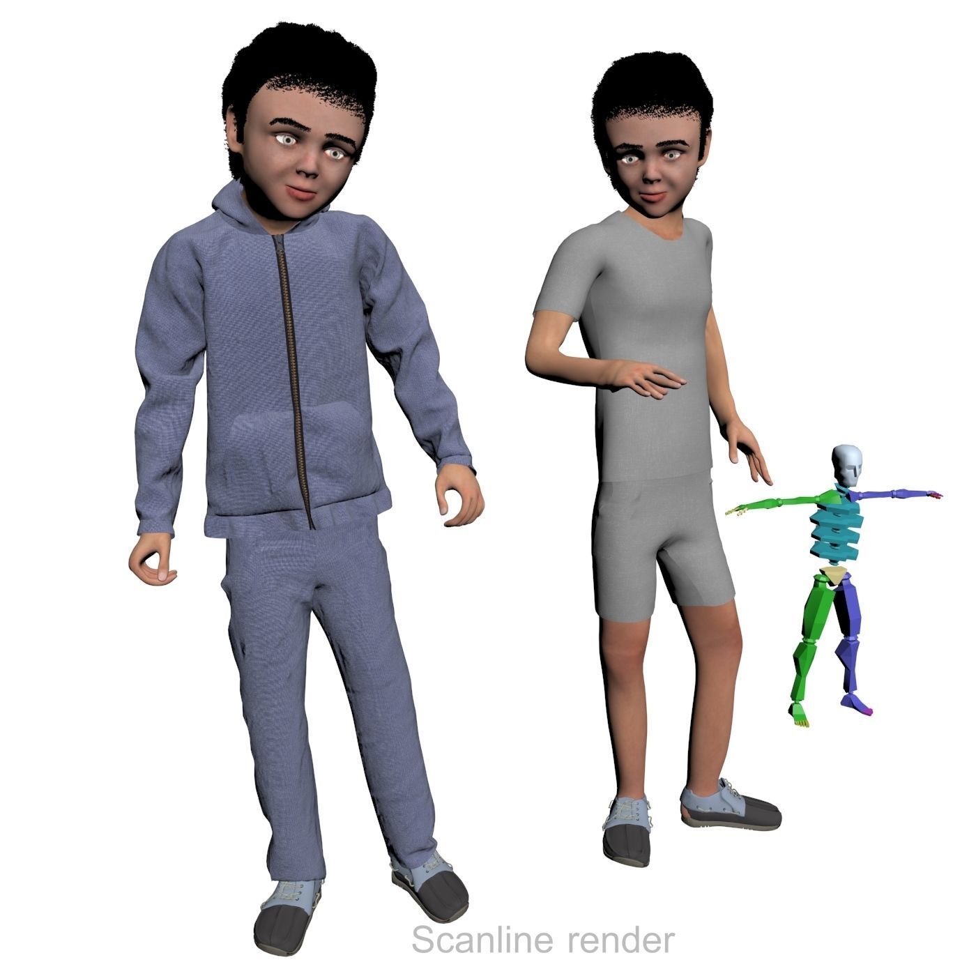 Family 4x models real cloth simulation conversation animation 1 3D Model Collection_20