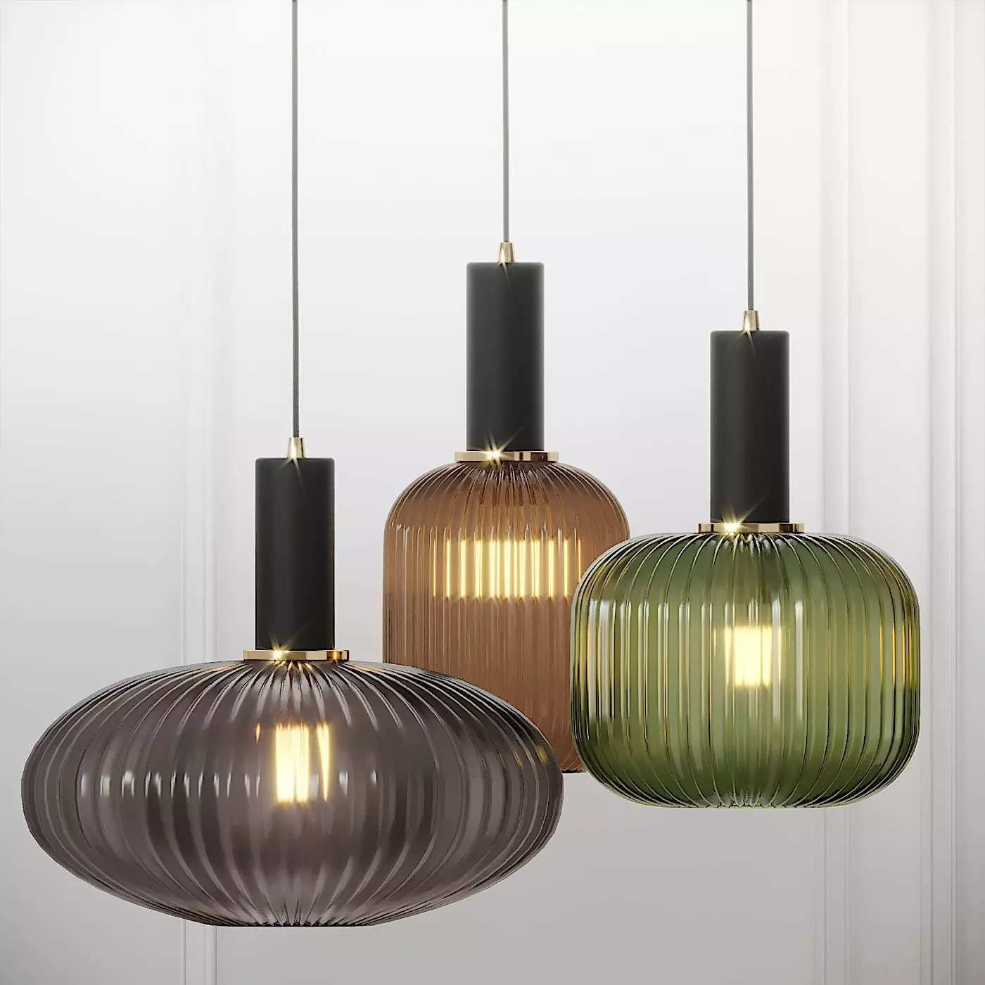 Nordic Style Ribbed Glass Mini 3D model_0