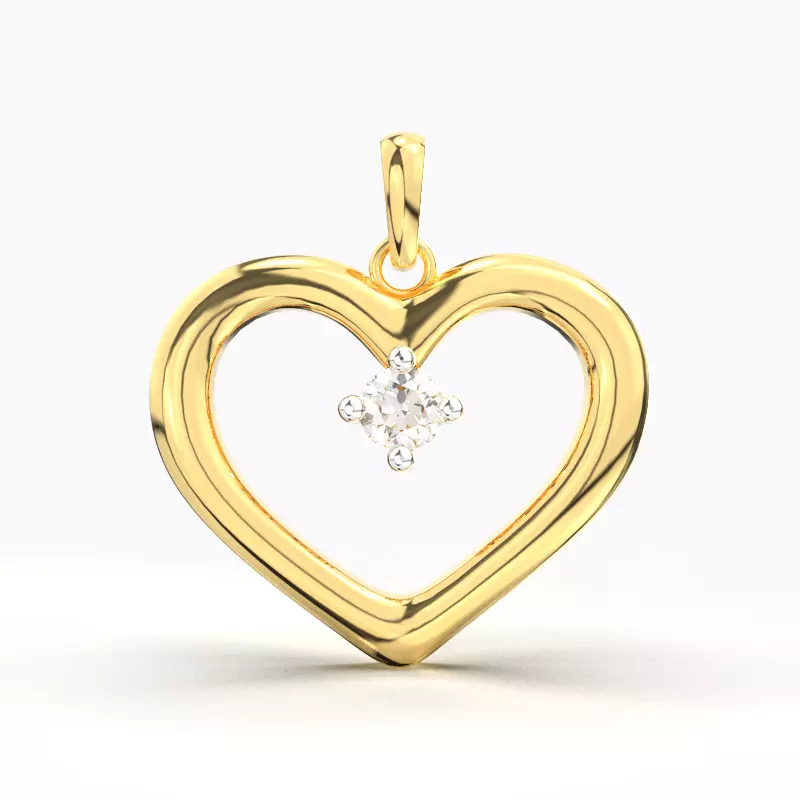 SINGLE DIAMOND HEART PENDANT 3D print model