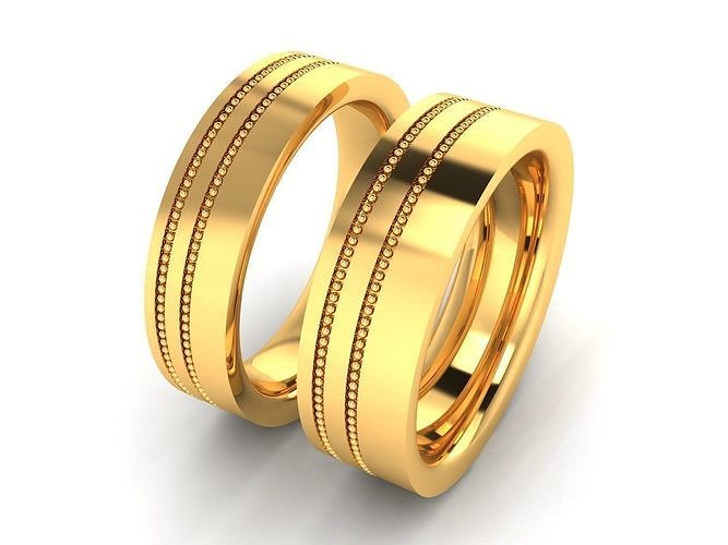 Couple Band Ring 3dm render detail 3D print model
