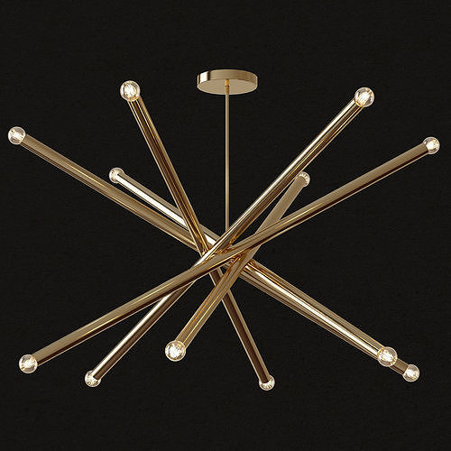 Vortice modern brass starburst chandelier 3D model