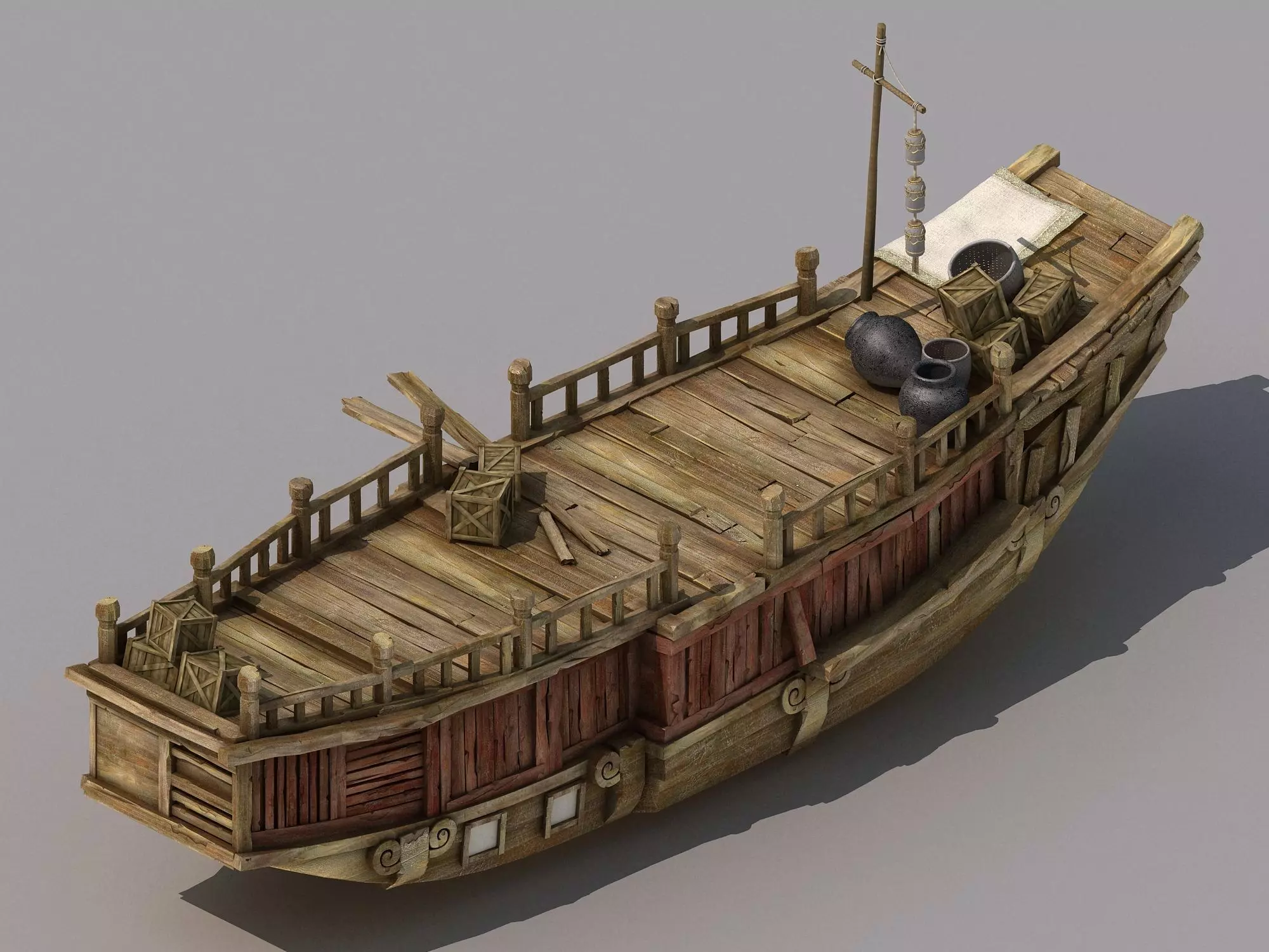 Game Traffic - Large wooden boat 2701 3D model
