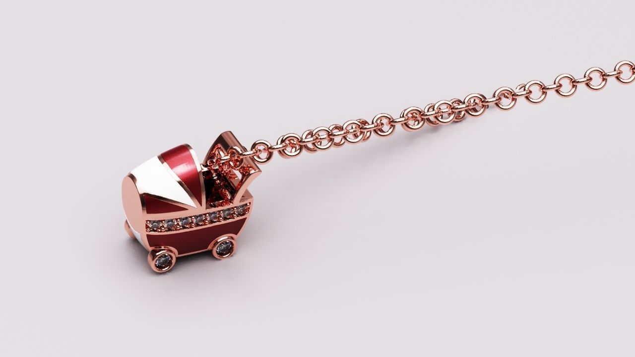 Baby car pendant 3D print model_3