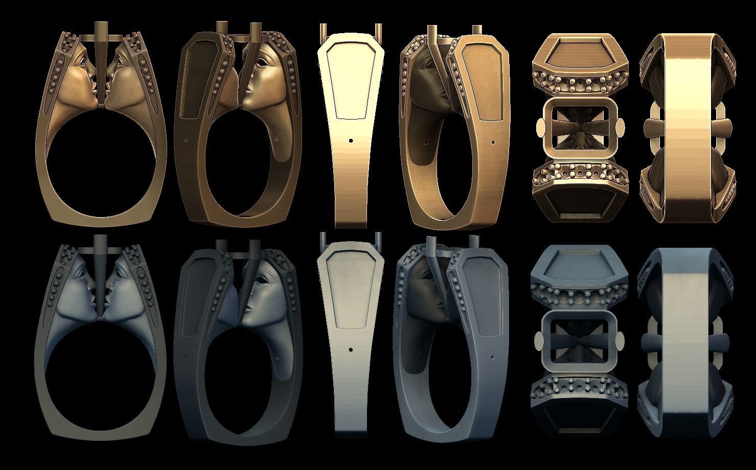 faces ring 3D print model_2