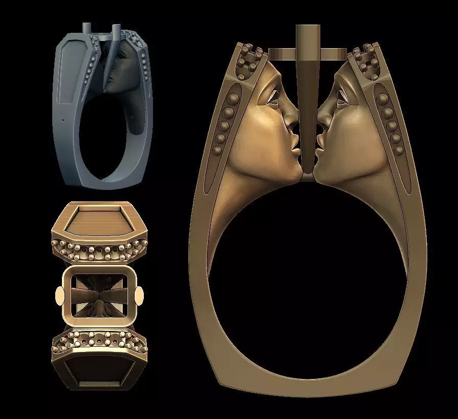 faces ring 3D print model_0