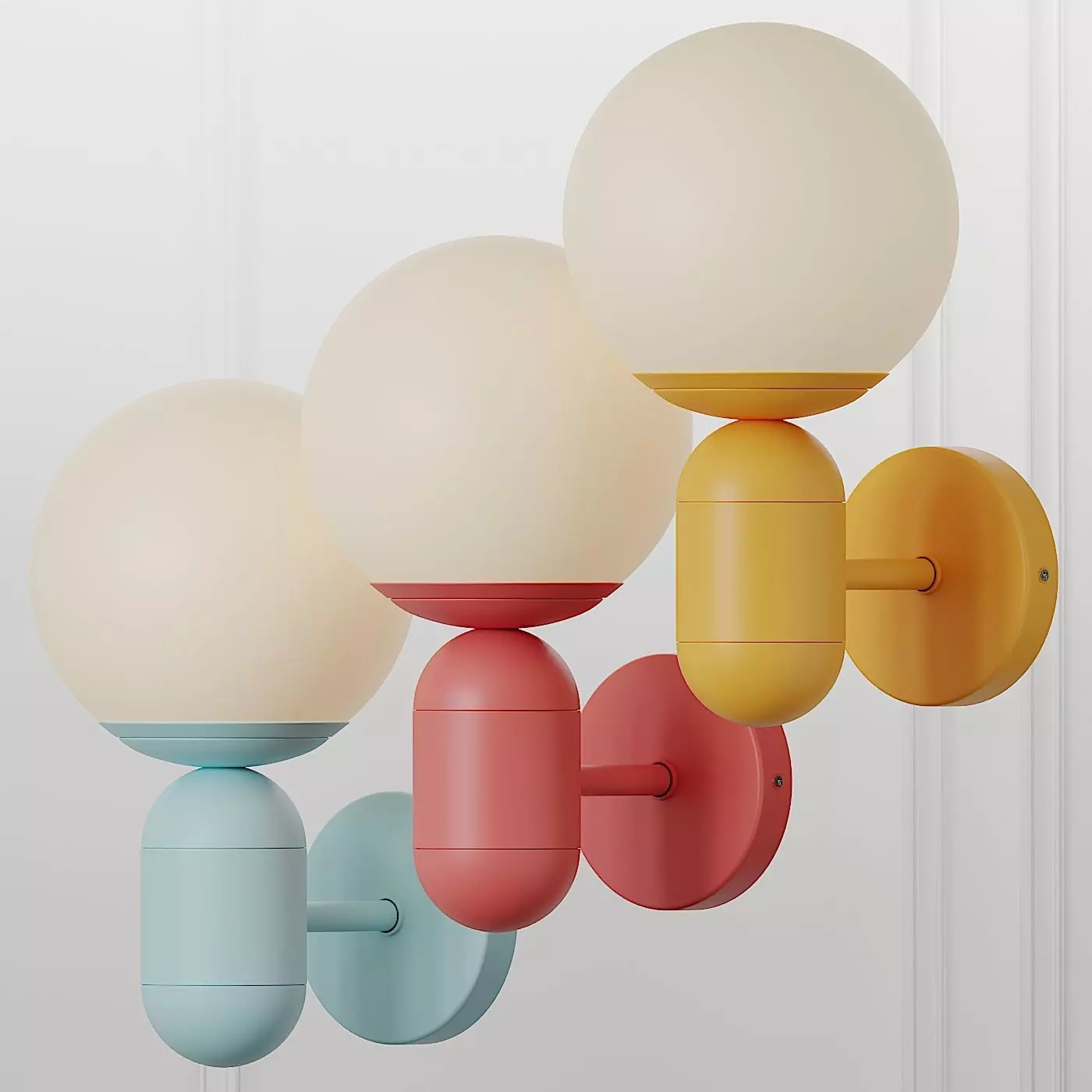 Orb Shade Child Bedroom Wall Light Blue 3D model