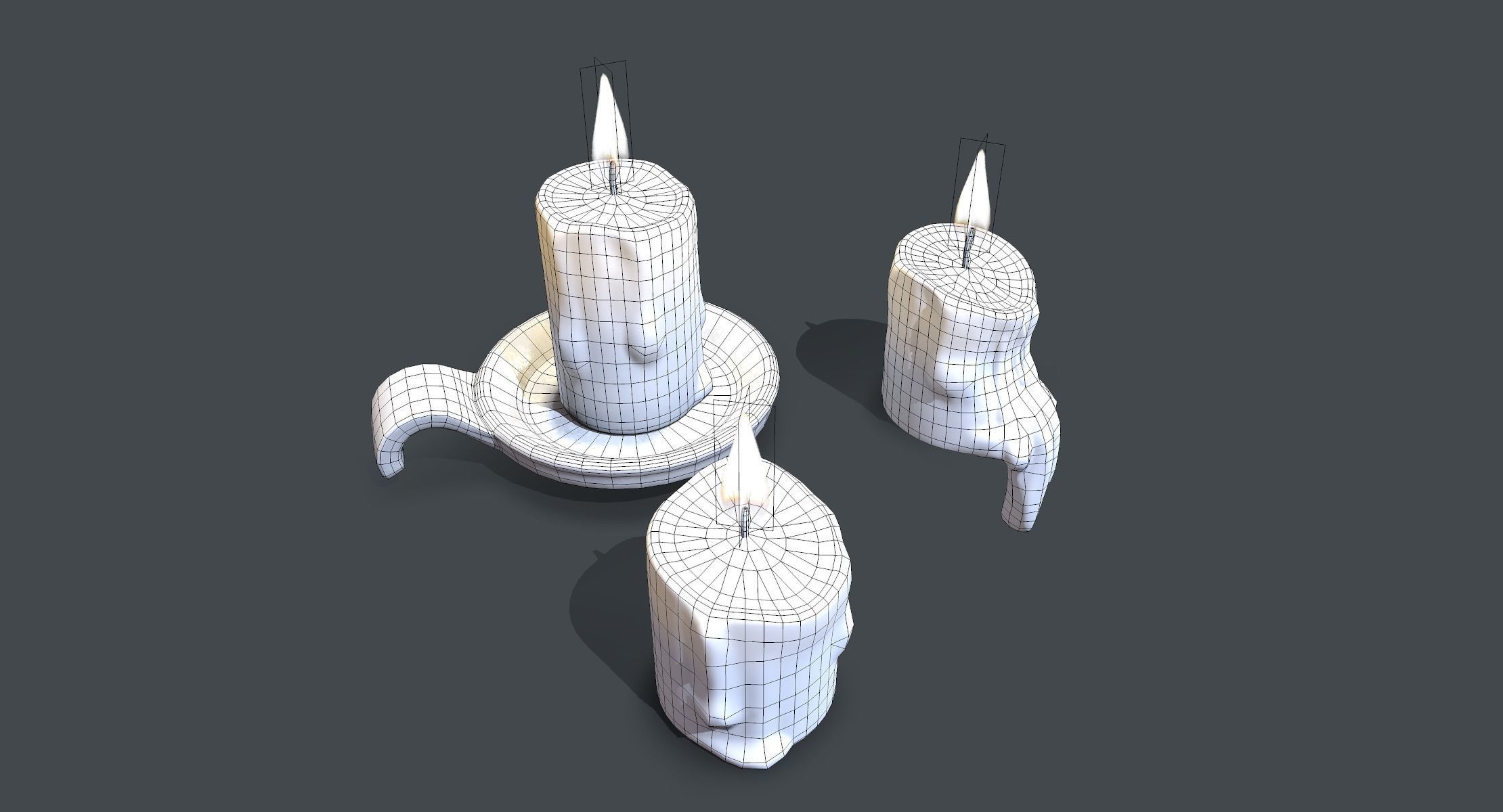 Candles lowpoly three Low-poly 3D model_6