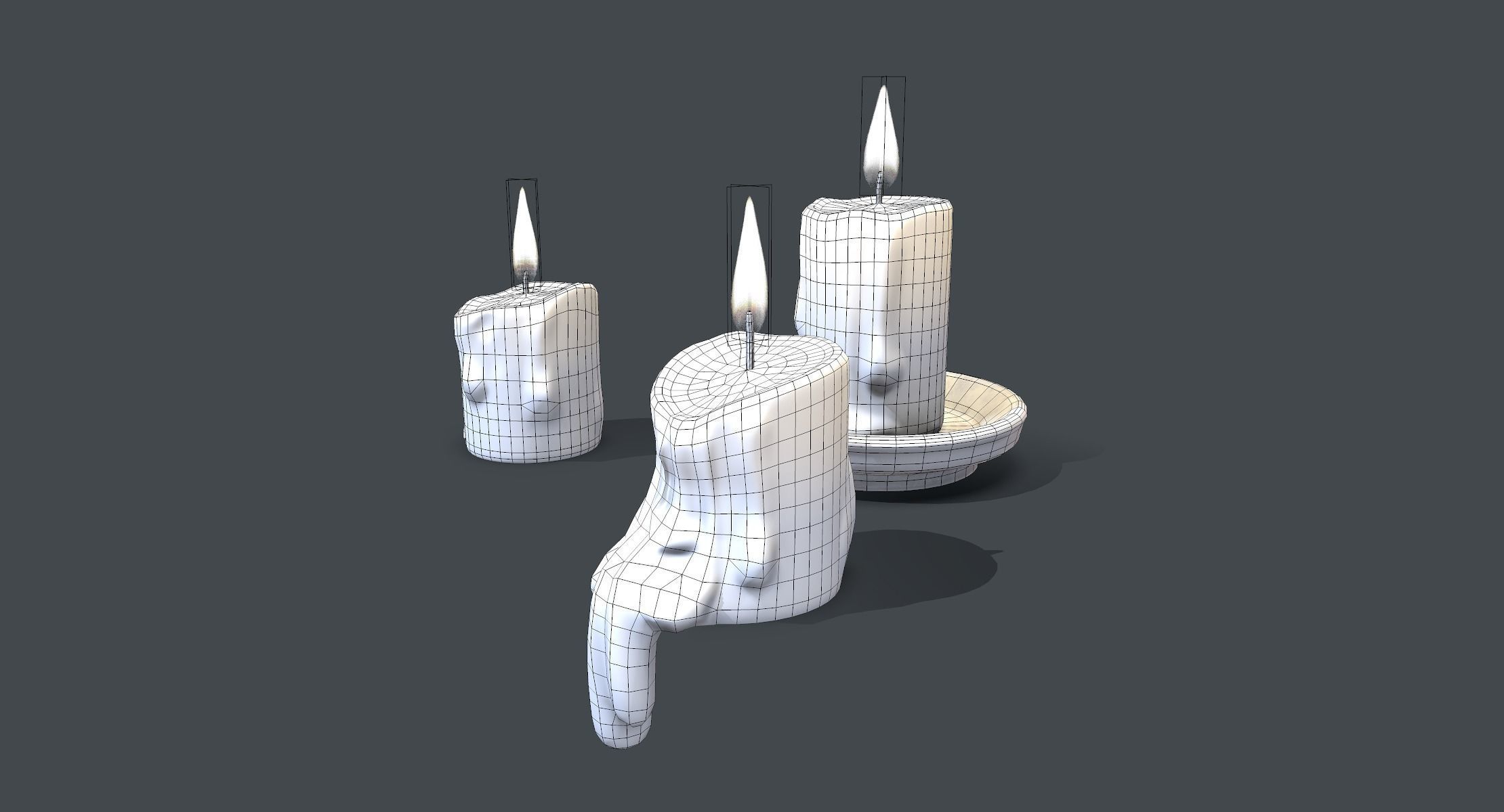 Candles lowpoly three Low-poly 3D model_4